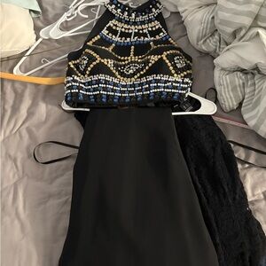 Black Beaded Halter Dress